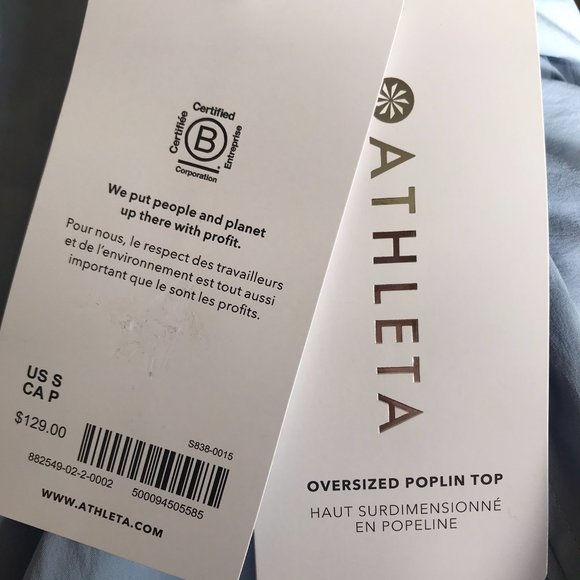 Athleta Blue oversized poplin shirt Top Size S - Picture 6 of 10